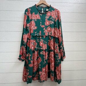 Maeve by Anthropologie Esther Floral Tiered Tunic Dress | Boho Peasant | Size S